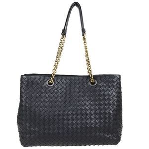 Bottega Veneta Intrecciato Tote Bag Leather Black